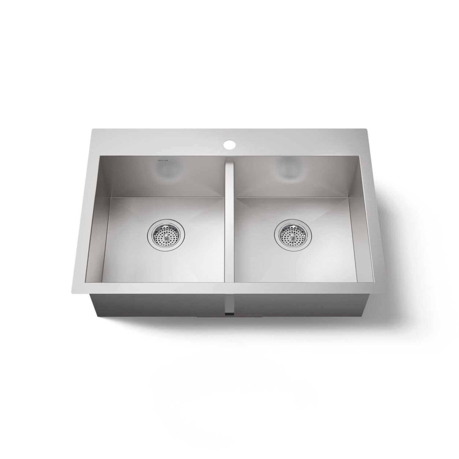 Tarja de dos tinas con un orificio l&iacute;nea Vault en acero inoxidable,,hi-res image number null