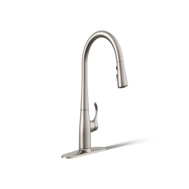 Llave de cocina Simplice extra&iacute;ble con rociador de tres funciones en acero inoxidable