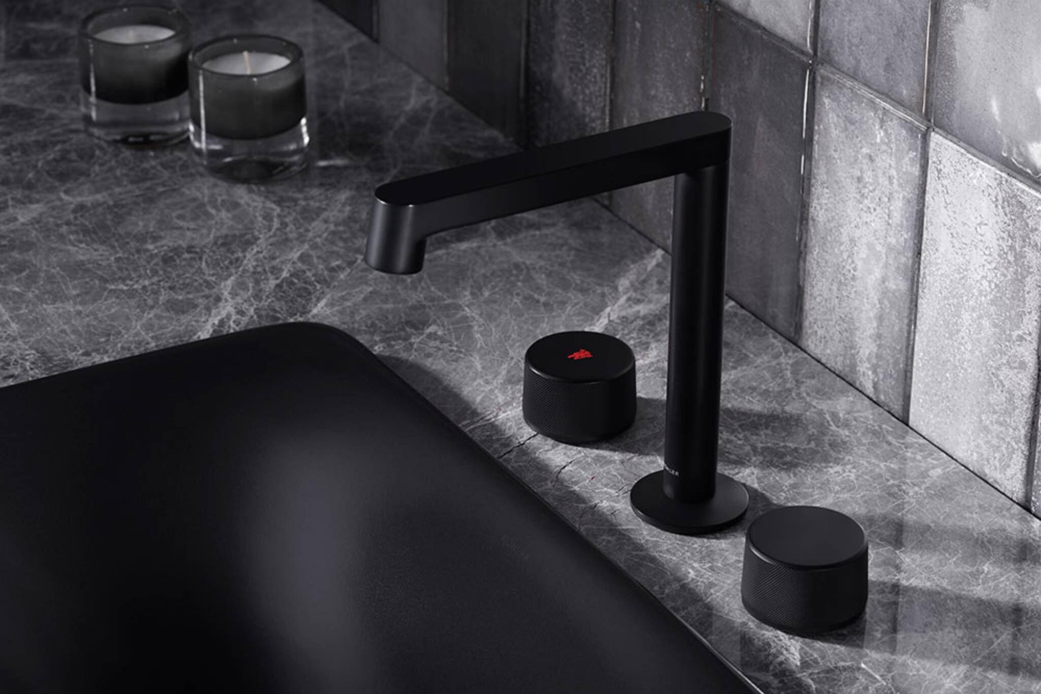 Llave duomando cuadrada para lavabo línea Components en negro mate,,hi-res image number null