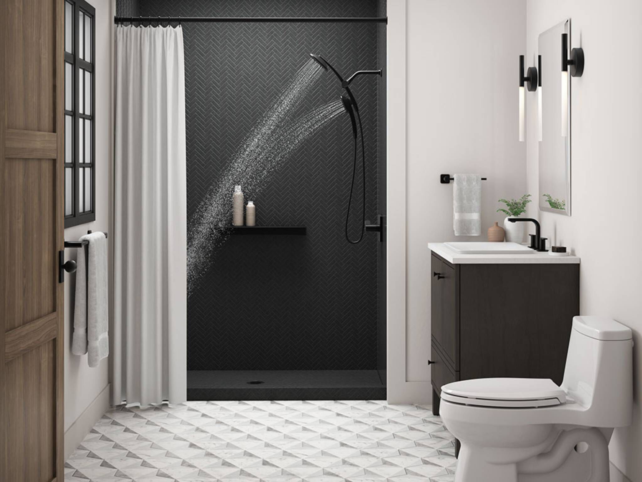 Llave duomando para lavabo línea Parallel en negro mate,,hi-res image number null