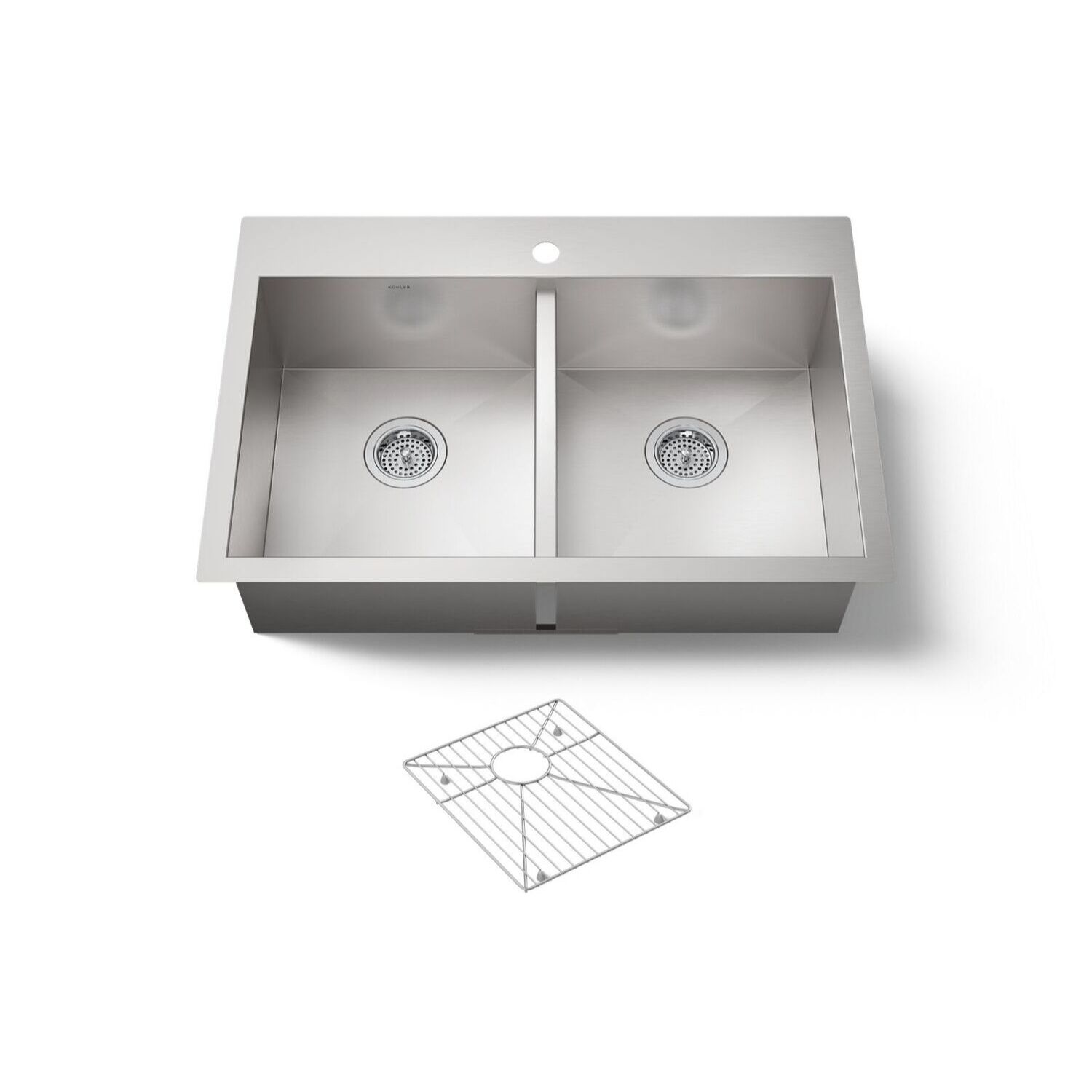 Tarja de dos tinas con un orificio línea Vault en acero inoxidable,,hi-res image number null