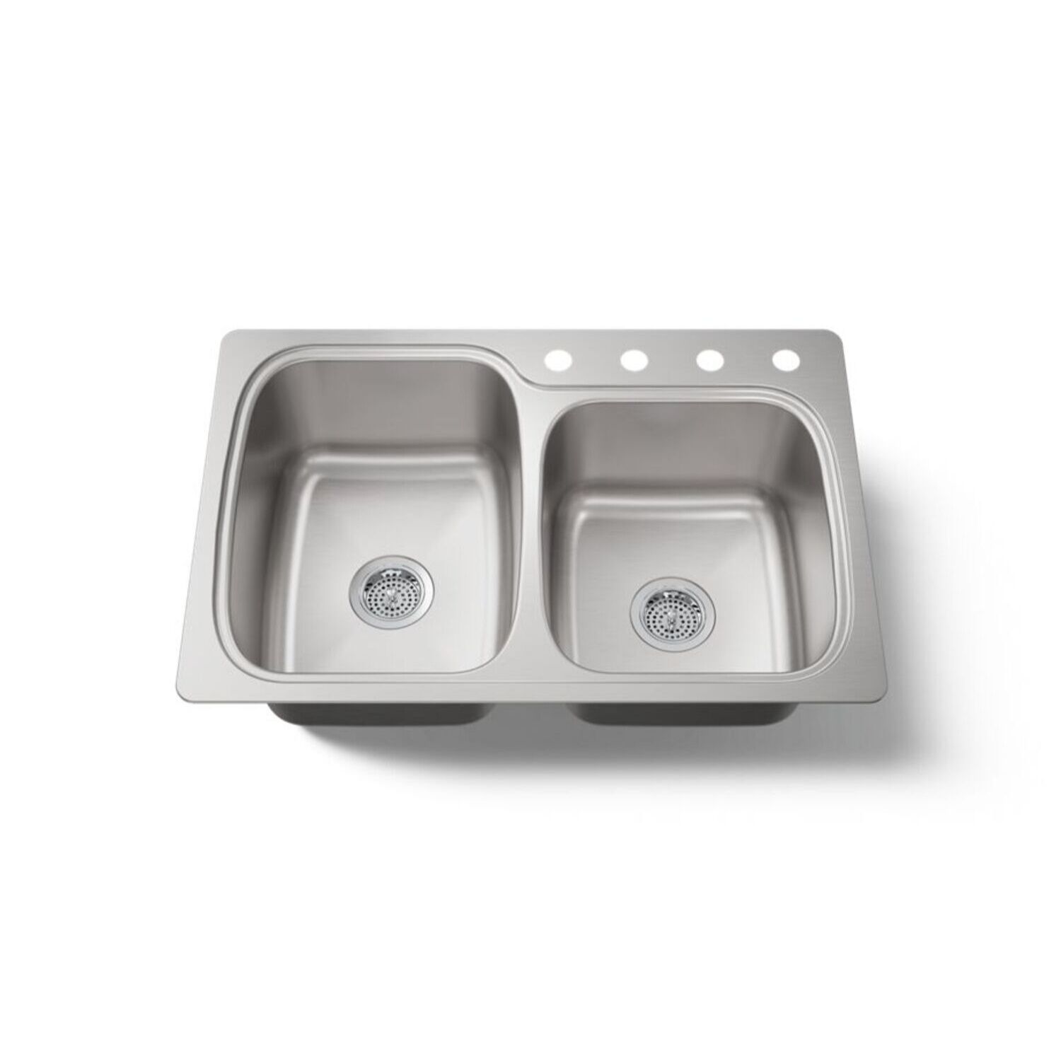 Tarja de dos tinas con cuatro orificios línea Verse en acero inoxidable,,hi-res image number null